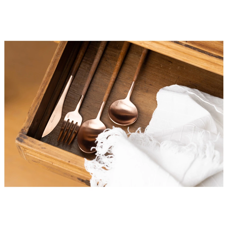 Набор столовых приборов Belo Inox NEO Mustard Розовое золото на 6 персон 24 предмета, сталь, п/к