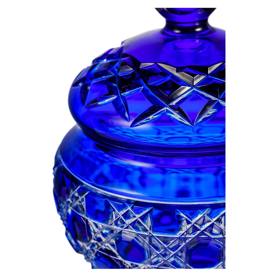 Ваза для конфет с крышкой ГХЗ Любава 29,1 см, хрусталь, синяя