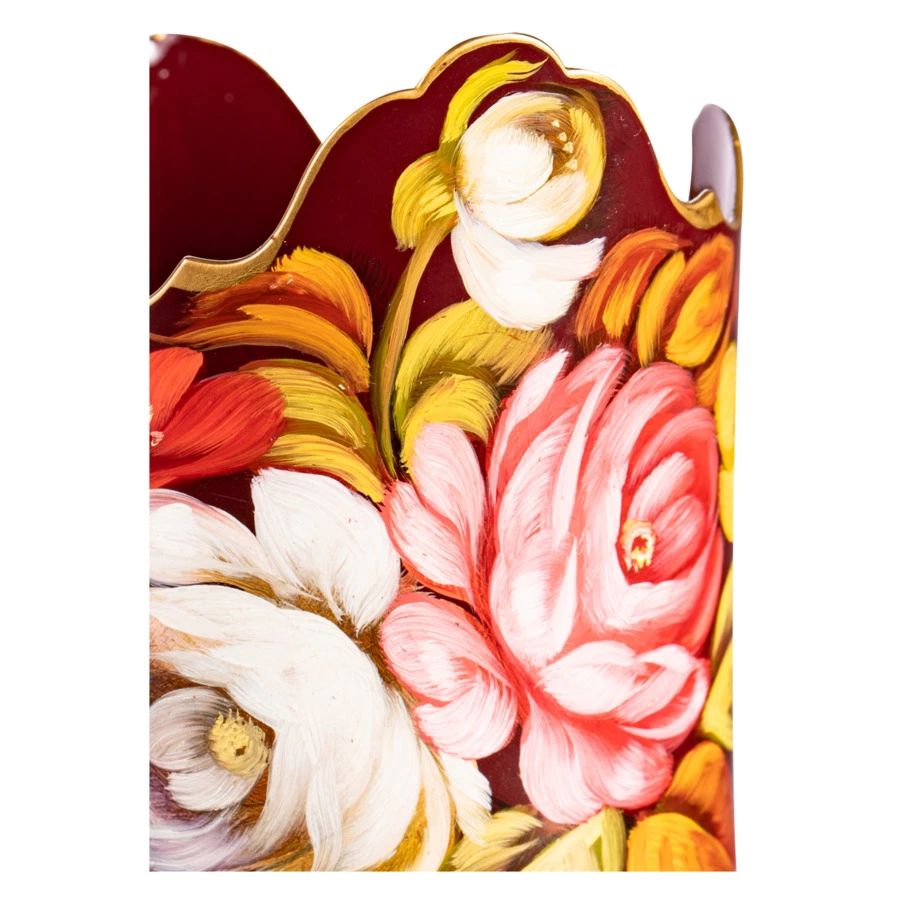 Подстаканник с хрустальным стаканом Жостовская фабрика декоративной росписи 15см, латунь