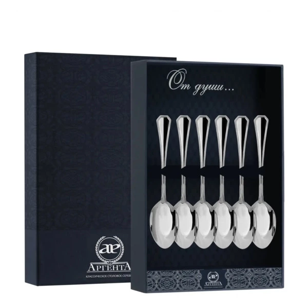 Набор ложек кофейных в футляре АргентА Classic Элегант 79,51 г, 6 шт, серебро 925