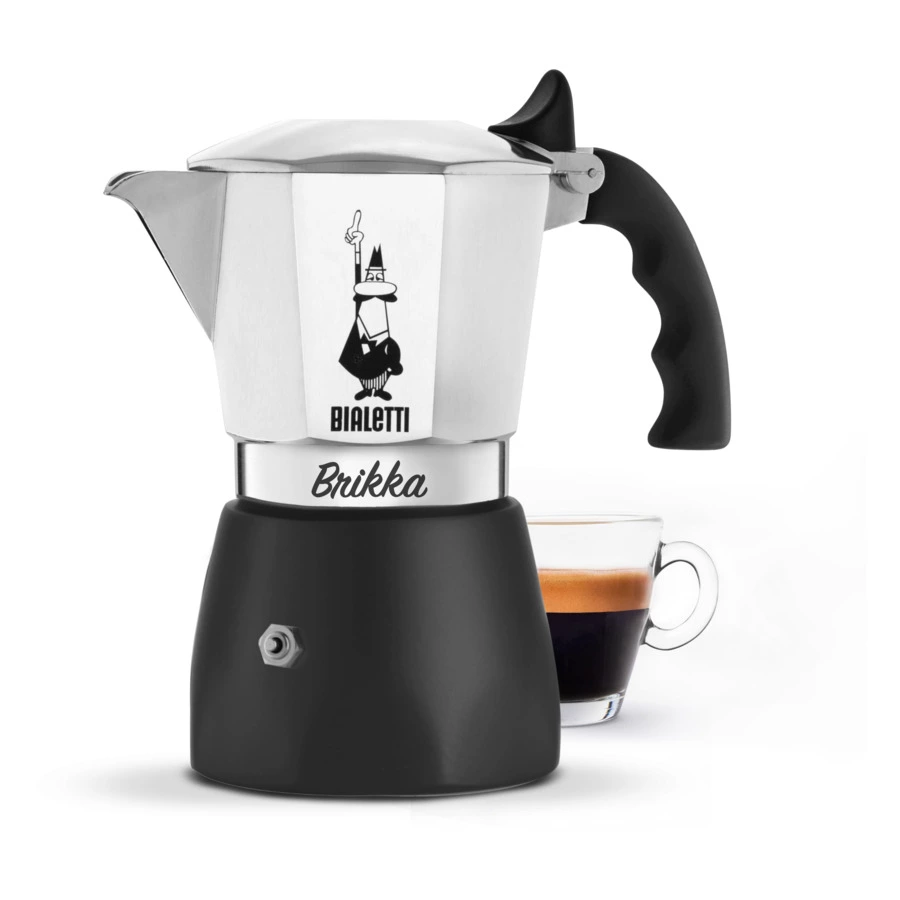 Кофеварка гейзерная на 2 чашки Bialetti BRIKKA 2020 90 мл, черный