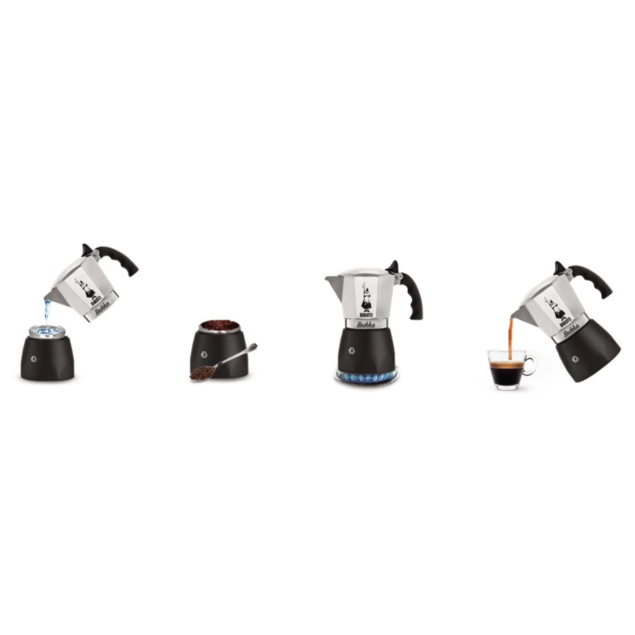 Кофеварка гейзерная на 2 чашки Bialetti BRIKKA 2020 90 мл, черный