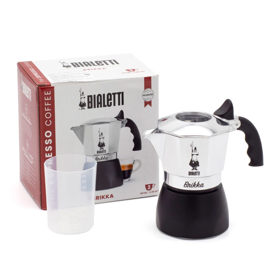 Кофеварка гейзерная на 2 чашки Bialetti BRIKKA 2020 90 мл, черный