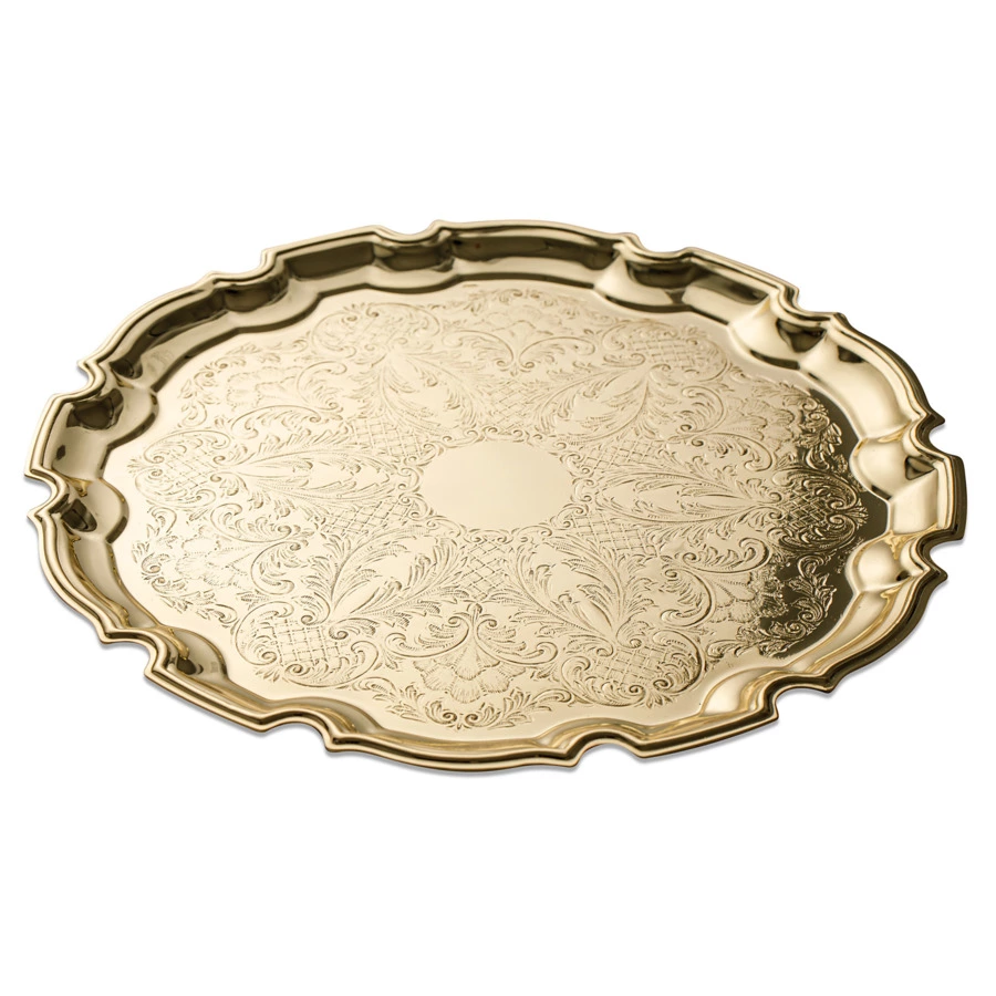 Поднос Queen Anne Чиппендейл 31 см, золотой цвет, сталь