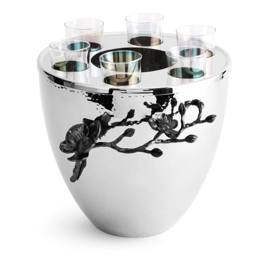 Ведерко для льда с рюмками Michael Aram Черная орхидея 20,5 см, стекло