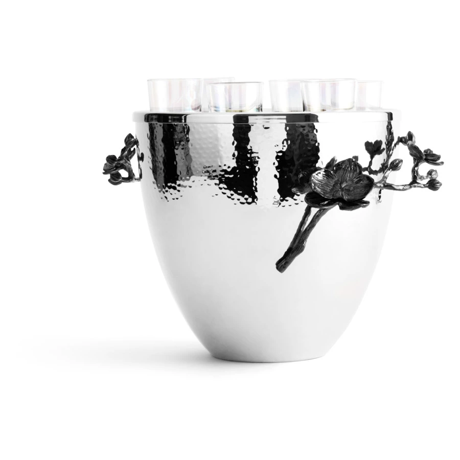 Ведерко для льда с рюмками Michael Aram Черная орхидея 20,5 см, стекло