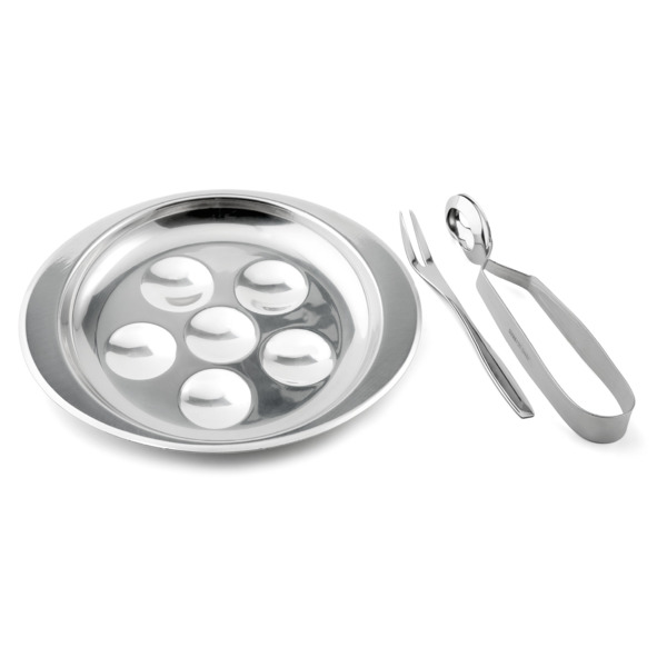 Набор для сервировки улиток Weis 3 предмета: тарелка, щипцы, вилка, сталь нержавеющая