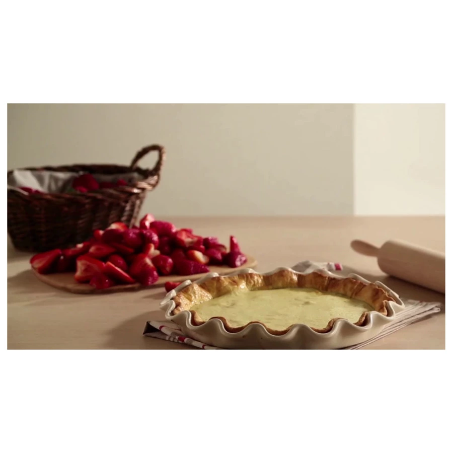 Форма для фруктового пирога Emile Henry Д32,5х4,5см, крем, керамика жаропрочная