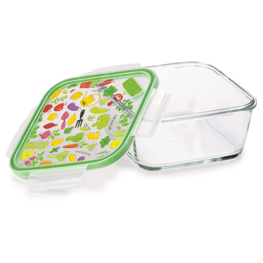 Контейнер квадратный SNIPS 800 мл, 15х15х7,5 см, для СВЧ и заморозки, стекло, зеленый