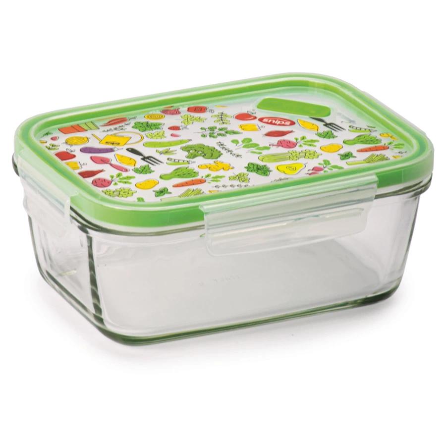 Контейнер прямоугольный SNIPS 800 мл, 13,5х18х7,5 см, для СВЧ и заморозки, стекло, зеленый