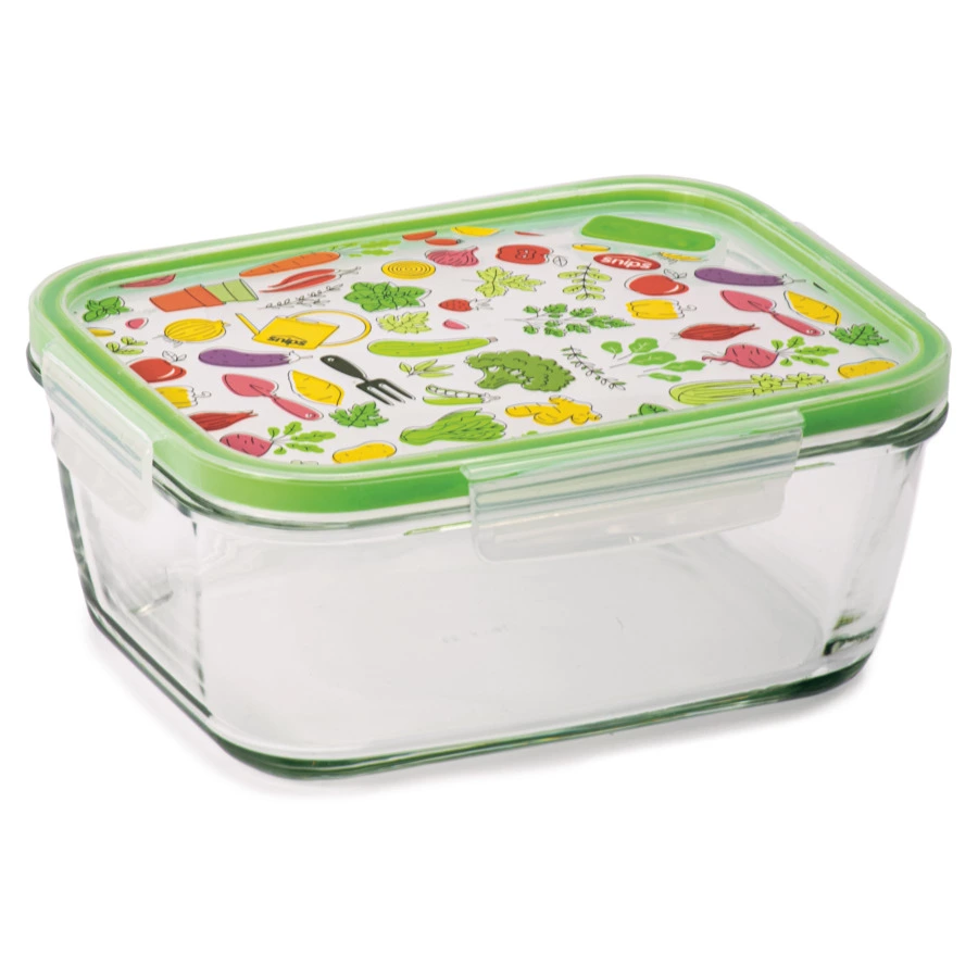 Контейнер прямоугольный SNIPS 1,5 л, 16,5х21х8,8 см, для СВЧ и заморозки, стекло, зеленый