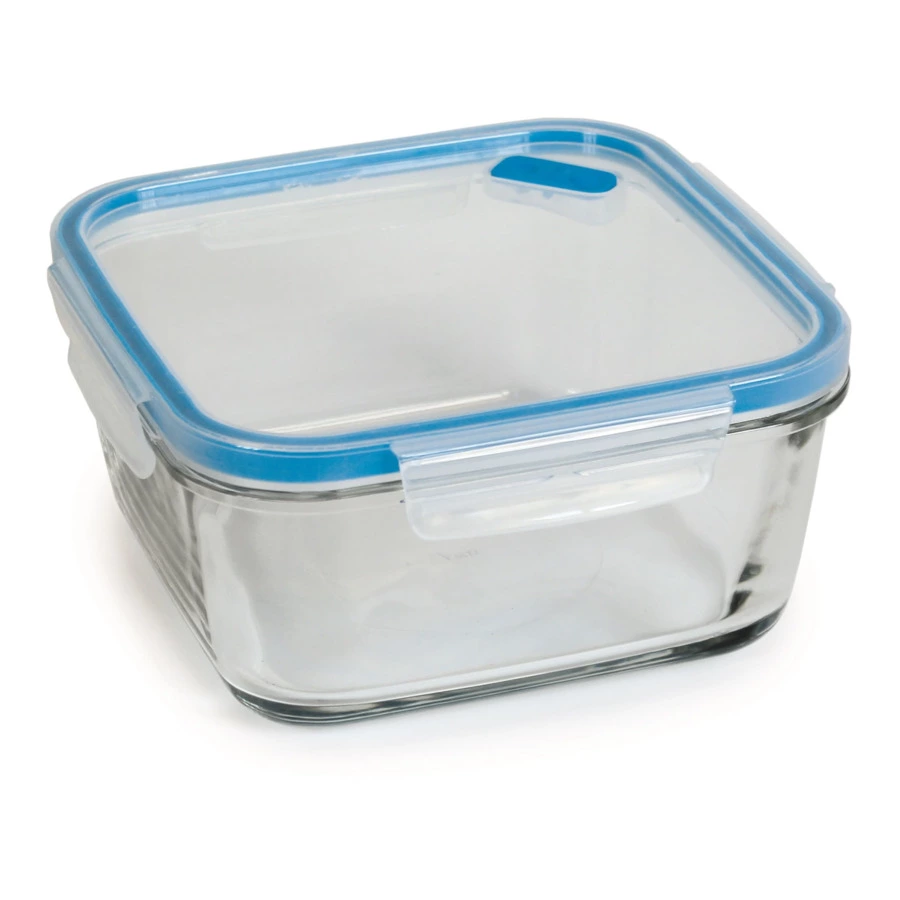 Контейнер квадратный SNIPS 1,4 л, 18х18х8,5 см, для СВЧ и заморозки, стекло, синий