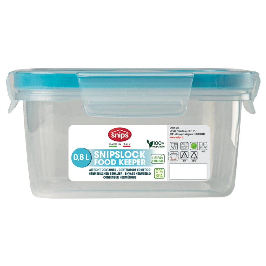 Контейнер квадратный SNIPS 800 мл, для СВЧ и заморозки, пластик, синий