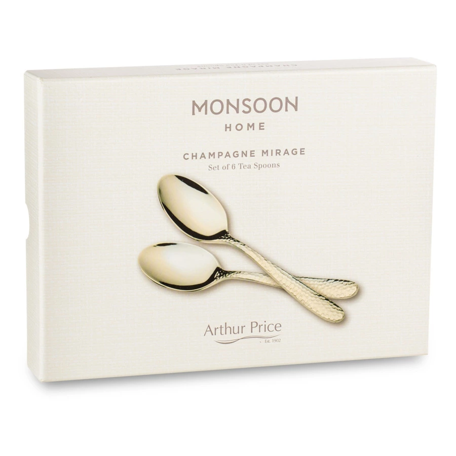 Набор чайных ложек Arthur Price Монсун Мираж Шампань 14 см, 6 шт, сталь нержавеющая