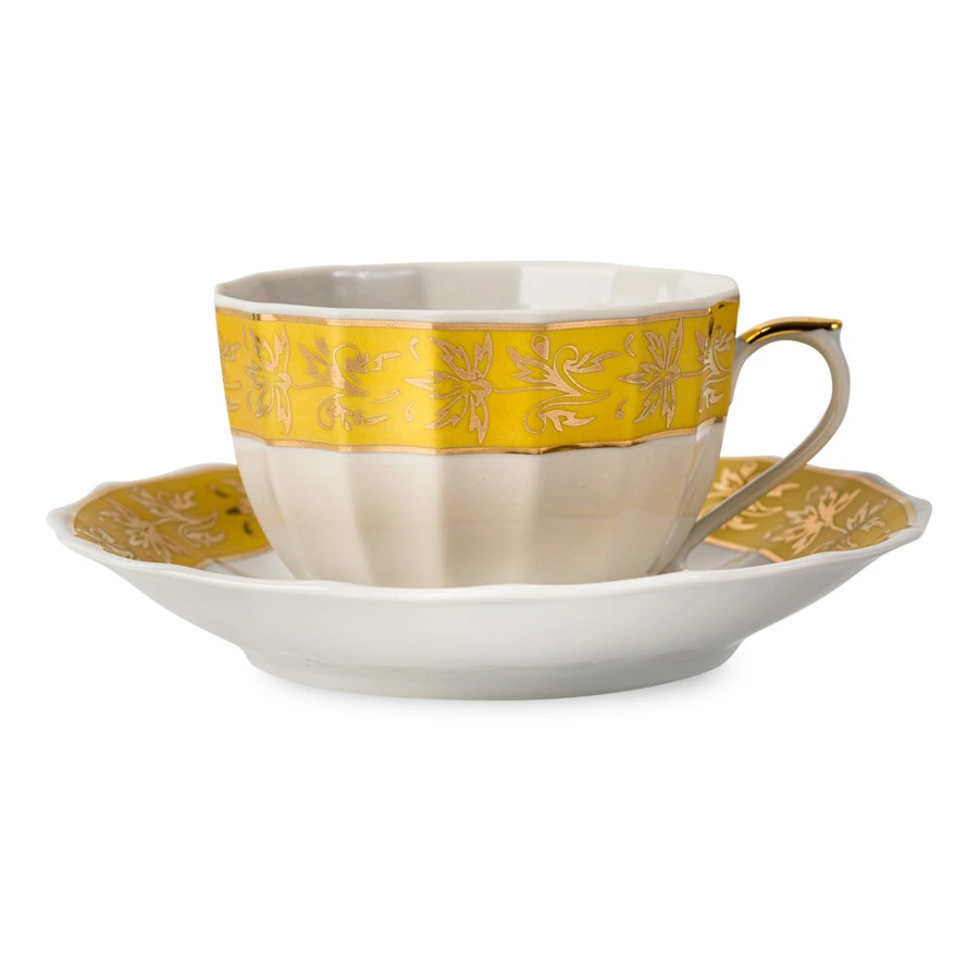 Сервиз чайный Франц Гарднер в Вербилках Центория золотая на 6 персон 15 предметов, фарфор, п/к