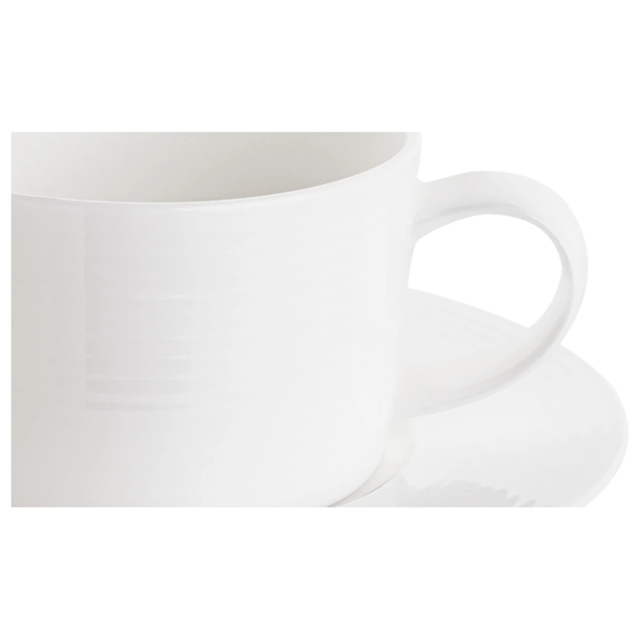 Чашка чайная с блюдцем Mix&Match Конус 300 мл, рельеф, фарфор костяной