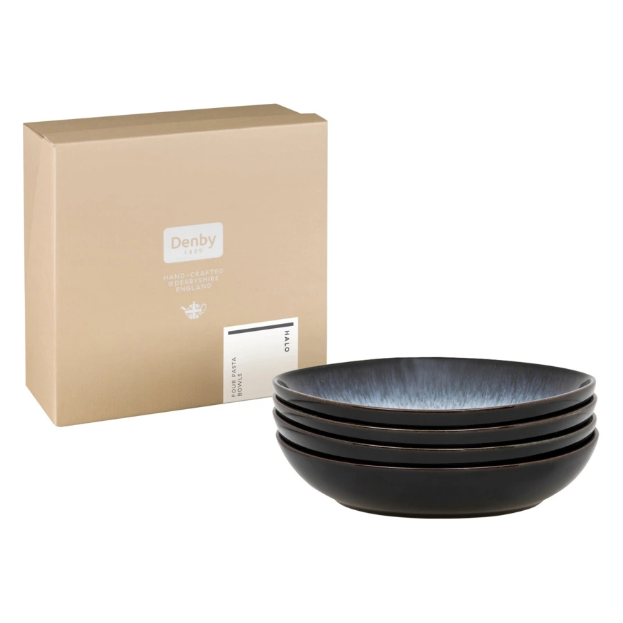 Набор блюд для пасты Denby Halo Сияние 22см, 4шт, керамика, п/к