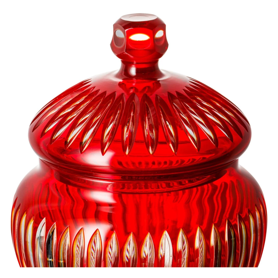 Ваза для конфет с крышкой ГХЗ Любава 29,1 см, хрусталь, красная