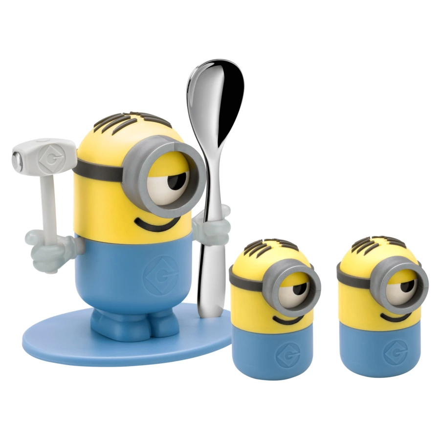 Набор детской посуды WMF MINIONS, подставка под яйцо, ложка, солонка, перечница, сталь нержавеющая,