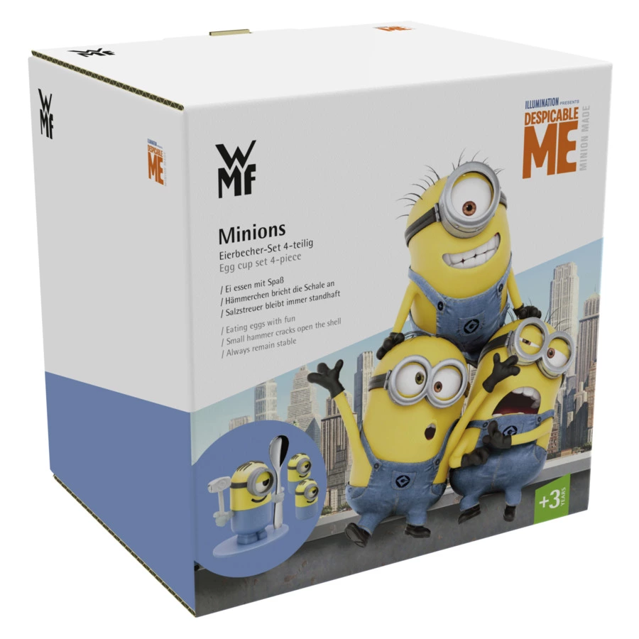 Набор детской посуды WMF MINIONS, подставка под яйцо, ложка, солонка, перечница, сталь нержавеющая,
