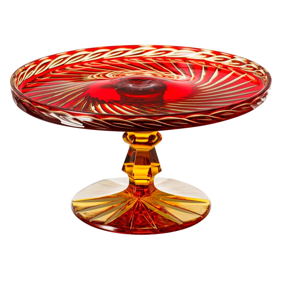 Тортница ГХЗ Шведка 14,2х25 см, хрусталь, янтарно-красный
