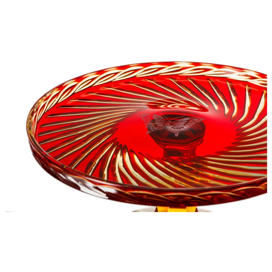 Тортница ГХЗ Шведка 14,2х25 см, хрусталь, янтарно-красный