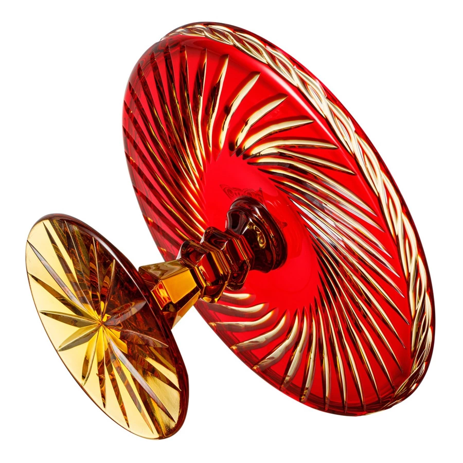 Тортница ГХЗ Шведка 14,2х25 см, хрусталь, янтарно-красный