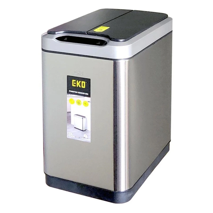 Ведро для мусора сенсорное EKO Phantom  20 л, сталь нержавеющая, серебряный