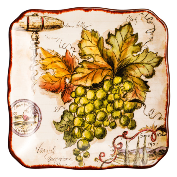 Тарелка закусочная Certified Int. Виноделие.Зеленый виноград 21 см, керамика
