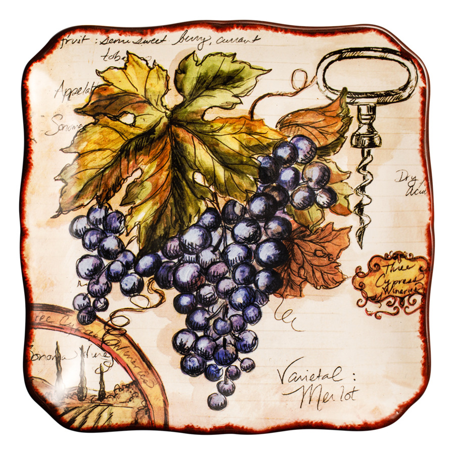 Тарелка закусочная Certified Int. Виноделие.Синий виноград 21 см, керамика салатник certified international виноделие красный виноград 1 21 см