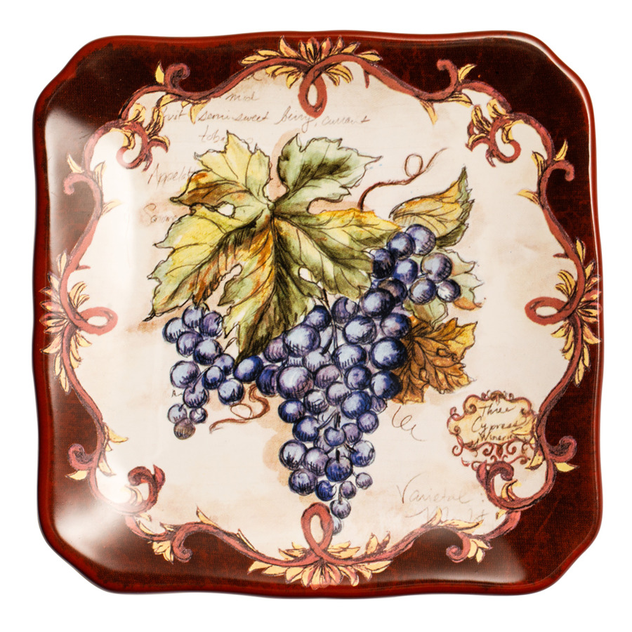 Тарелка пирожковая Certified Int ВиноделиеСиний виноград 15 см, керамика салатник certified international виноделие красный виноград 1 21 см