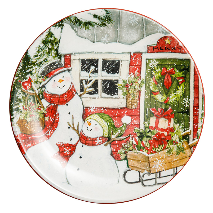 Тарелка закусочная Certified Int. Дом снеговика. Два снеговика-1 23 см, керамика тарелка пирожковая дом снеговика два снеговика 2 15 см cer37261 2 certified international corp