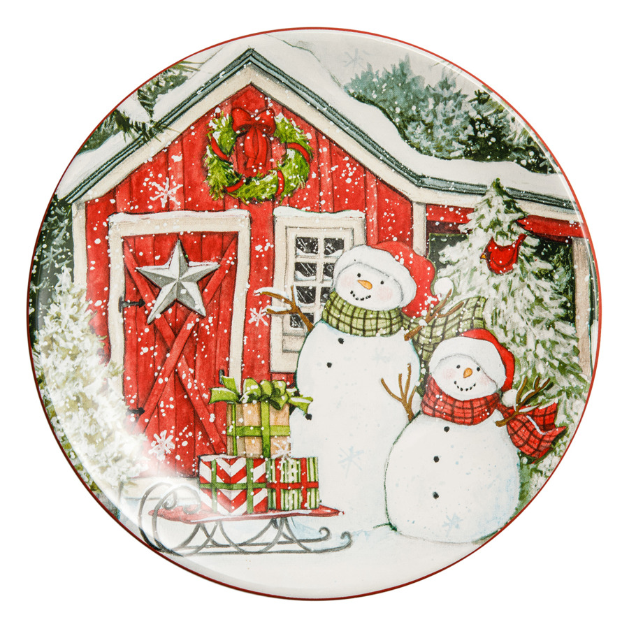 Тарелка закусочная Certified Int. Дом снеговика. Два снеговика-2 23 см, керамика тарелка пирожковая дом снеговика два снеговика 2 15 см cer37261 2 certified international corp