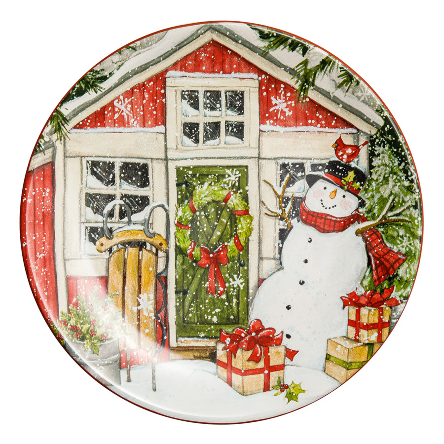 Тарелка закусочная Certified Int. Дом снеговика-1 23 см, керамика тарелка пирожковая дом снеговика два снеговика 2 15 см cer37261 2 certified international corp