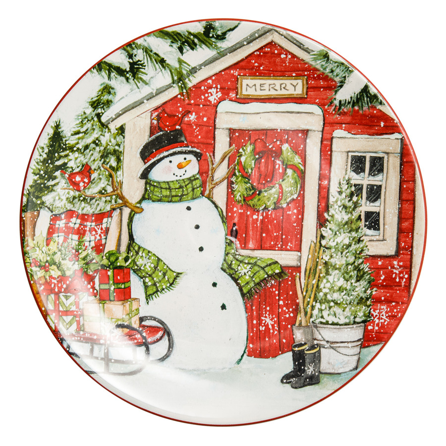 Тарелка закусочная Certified Int. Дом снеговика-2 23 см, керамика тарелка пирожковая дом снеговика два снеговика 2 15 см cer37261 2 certified international corp