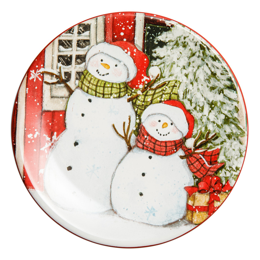 Тарелка пирожковая Certified Int. Дом снеговика. Два снеговика-2 15 см, керамика тарелка закусочная certified int дом снеговика 2 23 см керамика