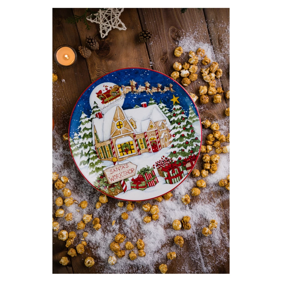 Тарелка обеденная Certified Int. Мастерская Санта-Клауса 28 см, керамика