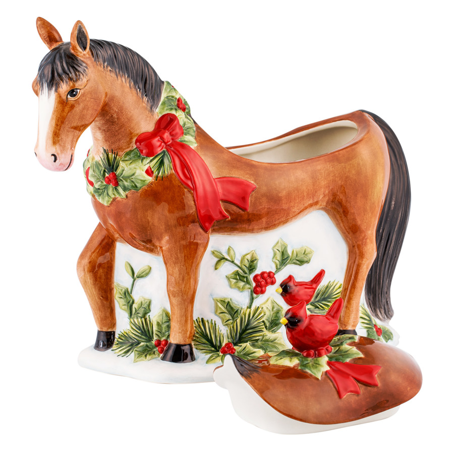 Банка для печенья 3D Certified Int. Рождество в усадьбе. Лошадь 25 см, керамика