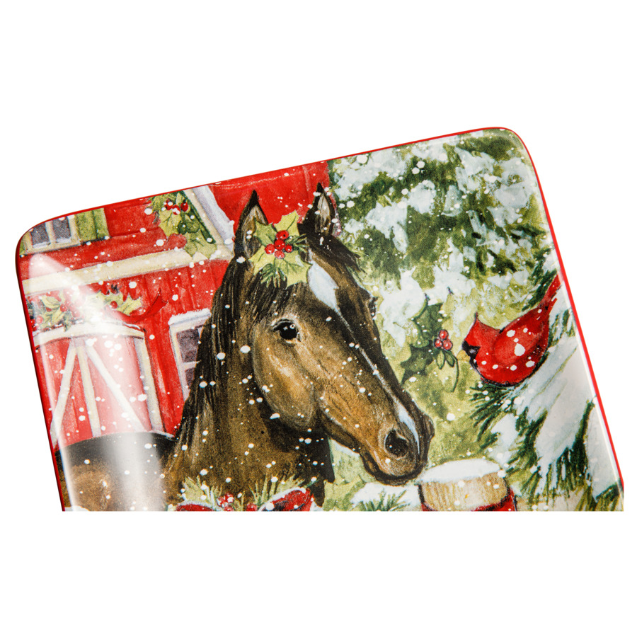 Тарелка пирожковая Certified Int. Рождество в усадьбе.Лошадь вороная 15 см, керамика
