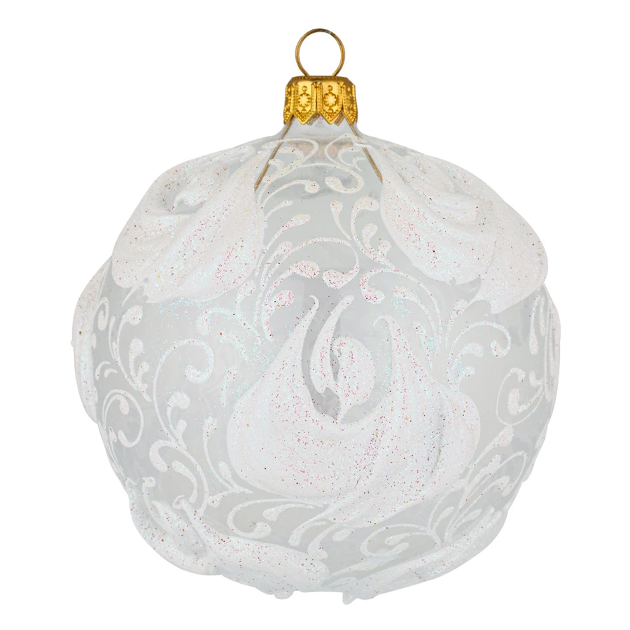 Игрушка елочная шар Bartosh Зефир белый 8см, стекло