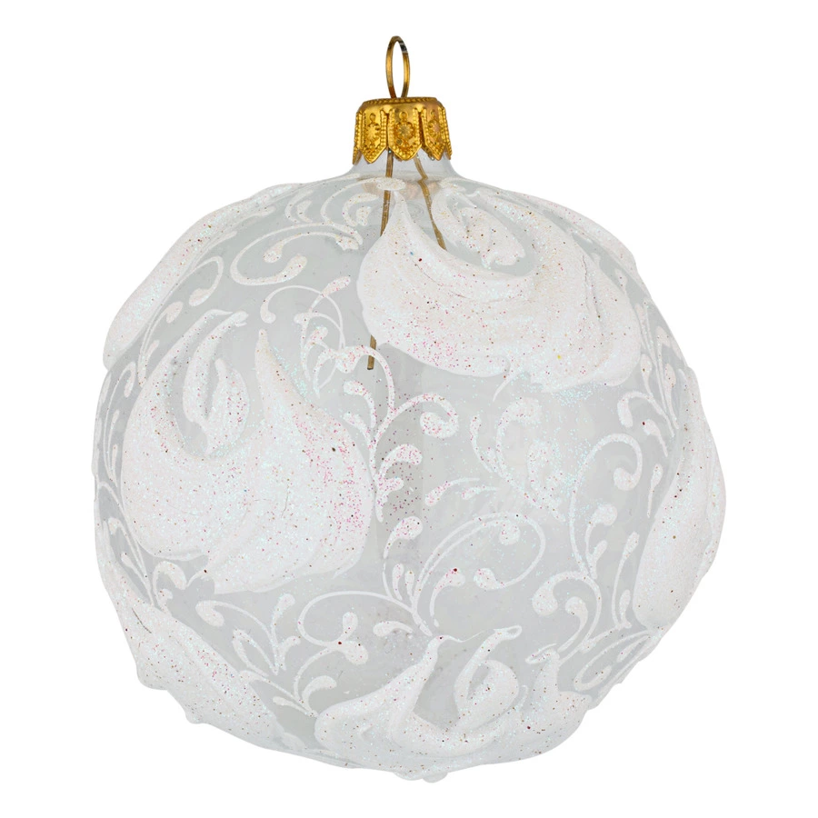 Игрушка елочная шар Bartosh Зефир белый 8см, стекло