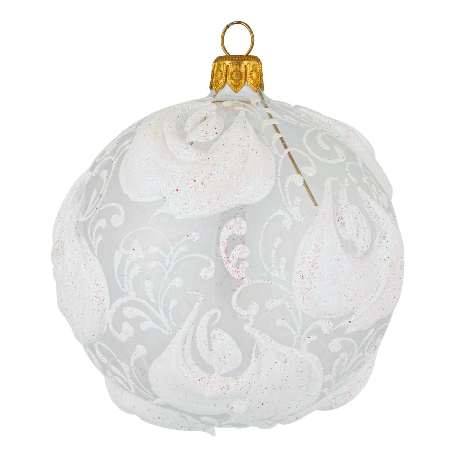 Игрушка елочная шар Bartosh Зефир белый 8см, стекло