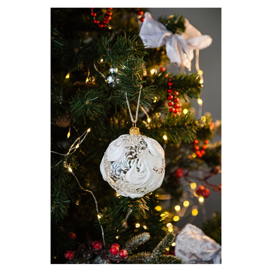 Игрушка елочная шар Bartosh Зефир белый 8см, стекло