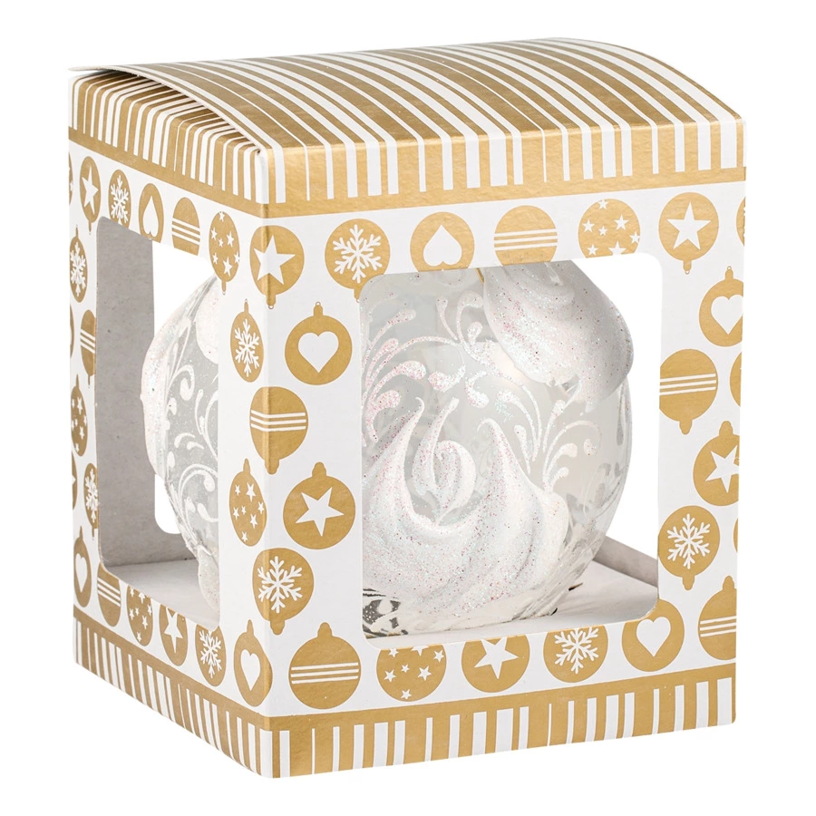 Игрушка елочная шар Bartosh Зефир белый 8см, стекло