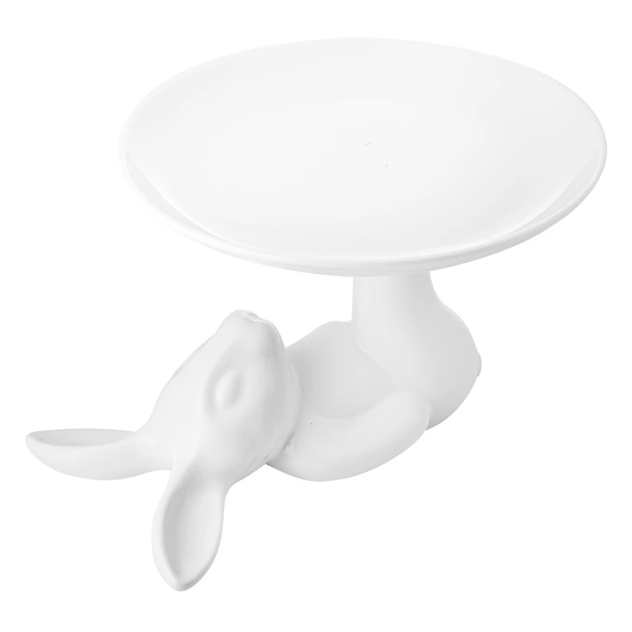 Блюдо на ножке Claystreet Классический Кролик 23 см, фарфор, белый