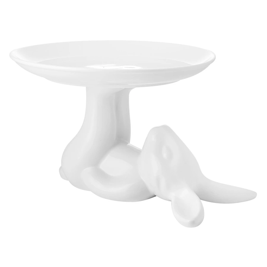 Блюдо на ножке Claystreet Классический Кролик 23 см, фарфор, белый