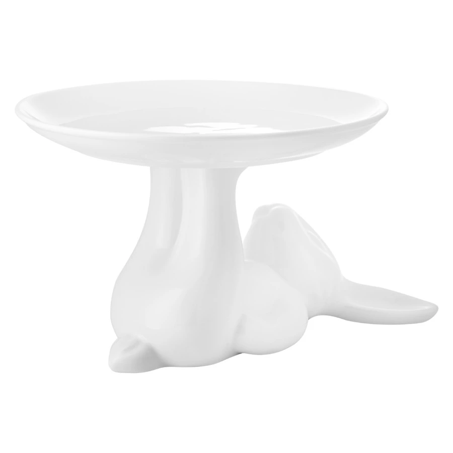 Блюдо на ножке Claystreet Классический Кролик 23 см, фарфор, белый