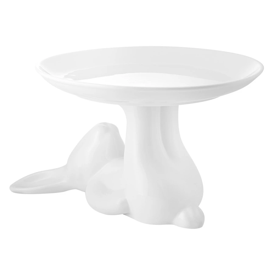 Блюдо на ножке Claystreet Классический Кролик 23 см, фарфор, белый