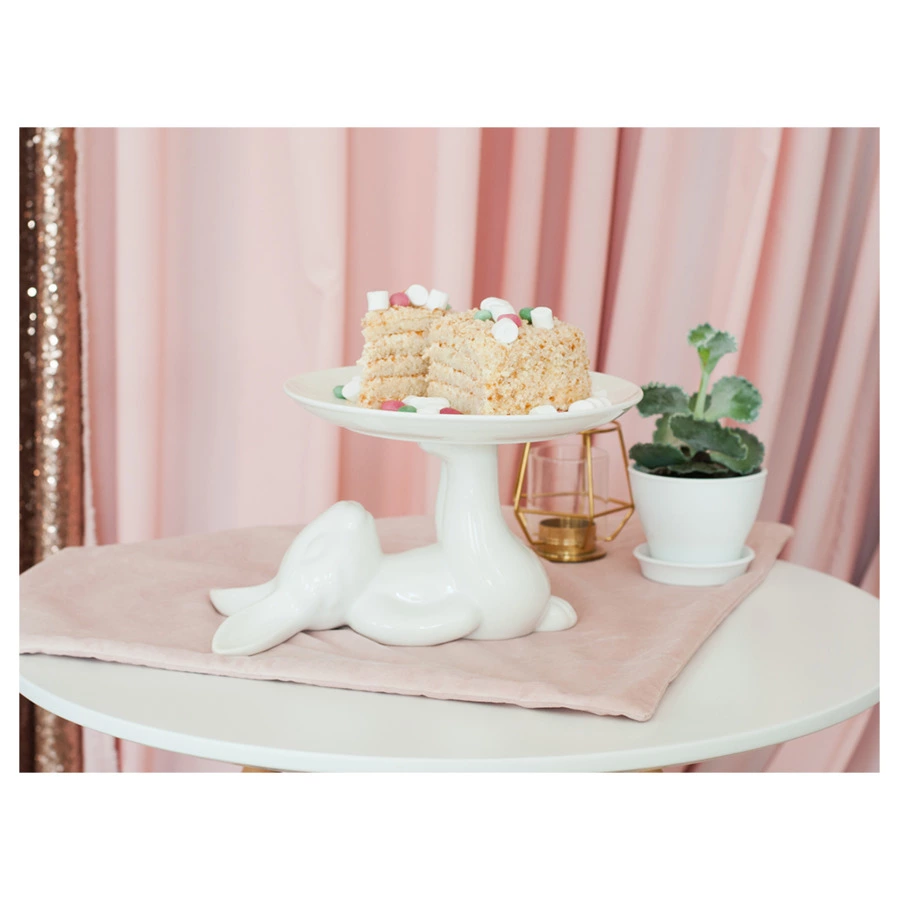 Блюдо на ножке Claystreet Классический Кролик 23 см, фарфор, белый