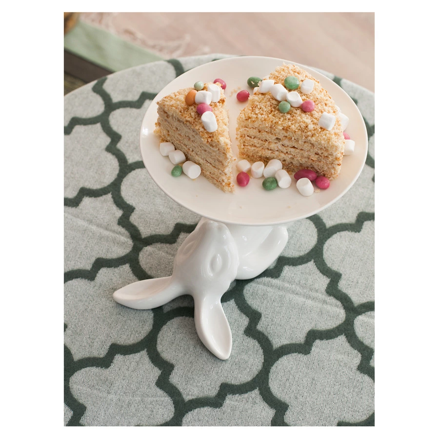 Блюдо на ножке Claystreet Классический Кролик 23 см, фарфор, белый